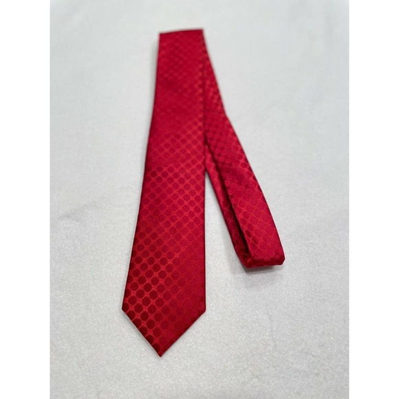 Countess Mara Men's Tie Necktie Polka Dot Geometric Circle Red Polyester - Picture 2 of 7
